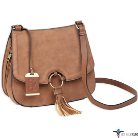 BULLDOG CONCEALED CARRY PURSE CROSS BODY CARAMEL SUEDE